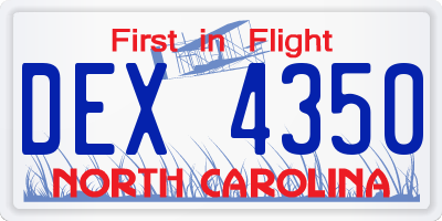 NC license plate DEX4350