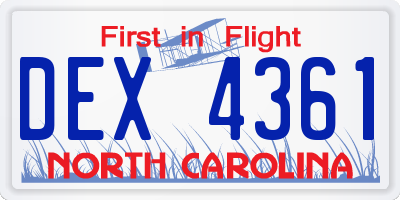 NC license plate DEX4361