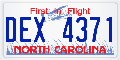 NC license plate DEX4371