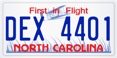 NC license plate DEX4401