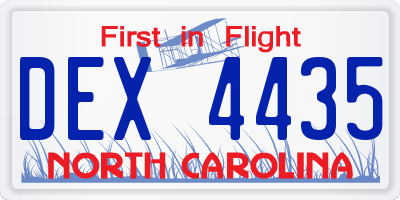 NC license plate DEX4435
