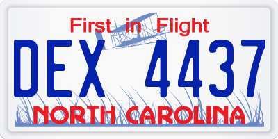 NC license plate DEX4437