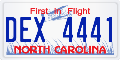 NC license plate DEX4441