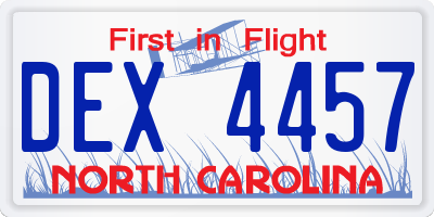 NC license plate DEX4457