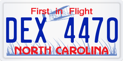 NC license plate DEX4470