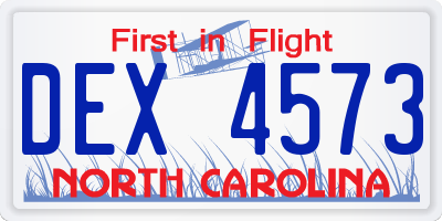 NC license plate DEX4573