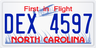 NC license plate DEX4597