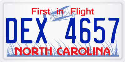 NC license plate DEX4657