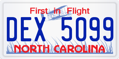 NC license plate DEX5099