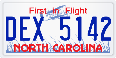 NC license plate DEX5142