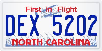 NC license plate DEX5202