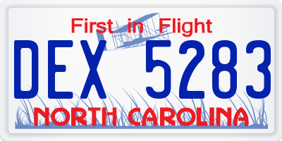 NC license plate DEX5283