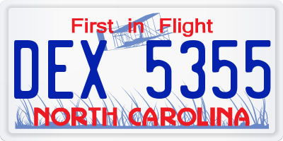 NC license plate DEX5355