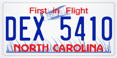 NC license plate DEX5410