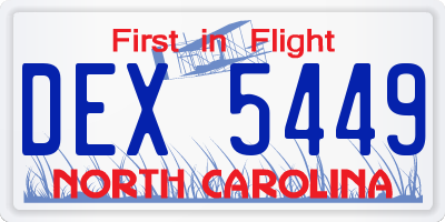 NC license plate DEX5449