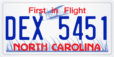 NC license plate DEX5451