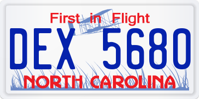NC license plate DEX5680