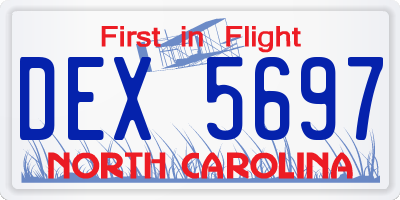 NC license plate DEX5697