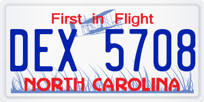 NC license plate DEX5708