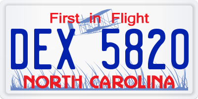 NC license plate DEX5820
