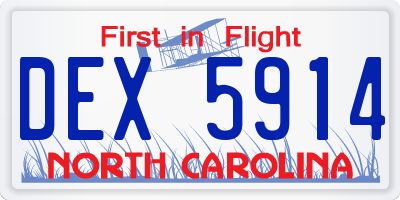 NC license plate DEX5914