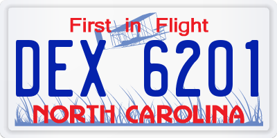NC license plate DEX6201