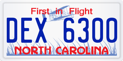 NC license plate DEX6300