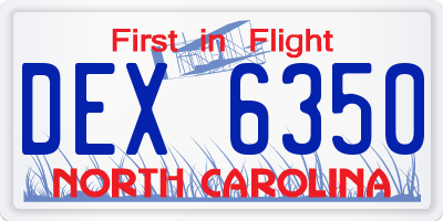 NC license plate DEX6350