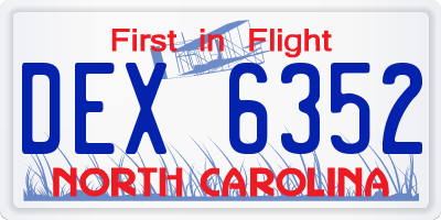 NC license plate DEX6352