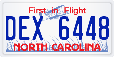 NC license plate DEX6448