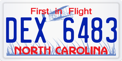 NC license plate DEX6483