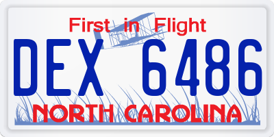 NC license plate DEX6486