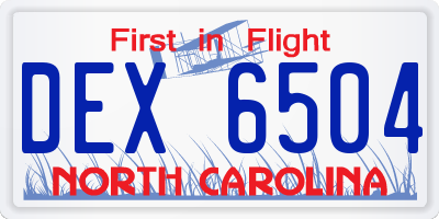 NC license plate DEX6504
