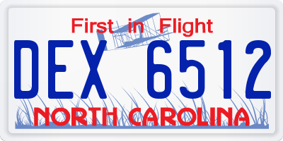 NC license plate DEX6512