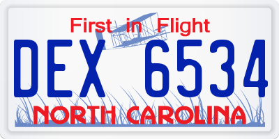 NC license plate DEX6534