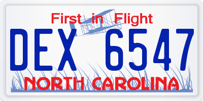 NC license plate DEX6547