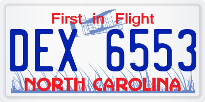 NC license plate DEX6553