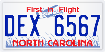 NC license plate DEX6567