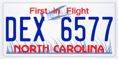 NC license plate DEX6577