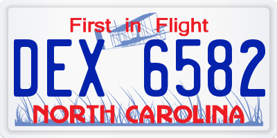 NC license plate DEX6582