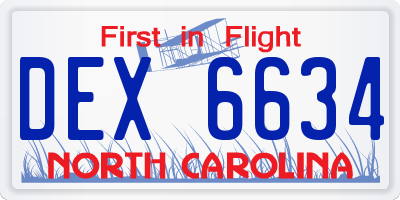 NC license plate DEX6634