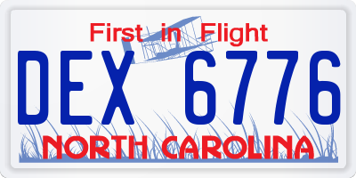 NC license plate DEX6776