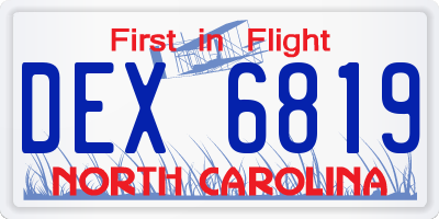 NC license plate DEX6819