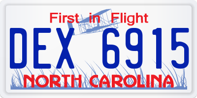 NC license plate DEX6915