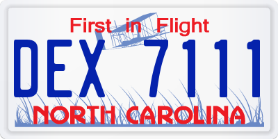 NC license plate DEX7111