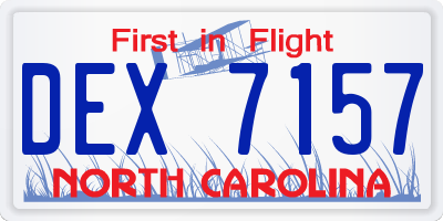 NC license plate DEX7157