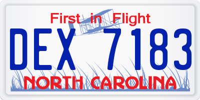 NC license plate DEX7183