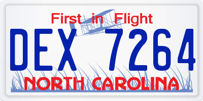 NC license plate DEX7264