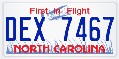 NC license plate DEX7467