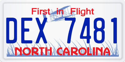 NC license plate DEX7481